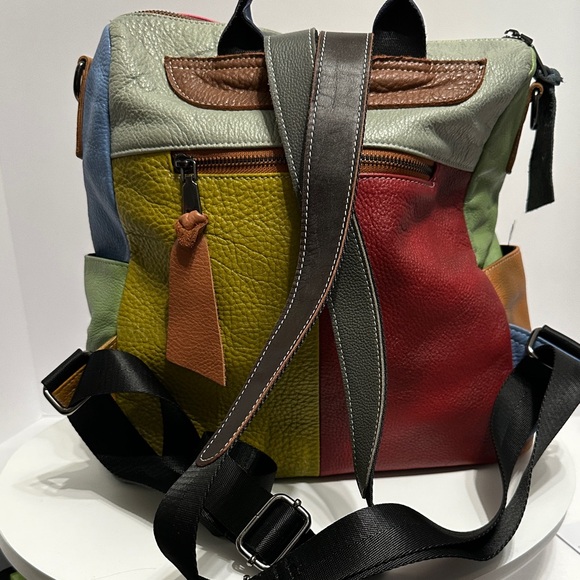 Multicolor Leather Women's Backpack - Picture 3 of 7
